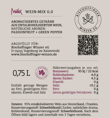 MUTiX 0.0 Wein-Mix Passionfruit + Green Pepper  alkoholfrei aus entalkoholisiertem Wein 