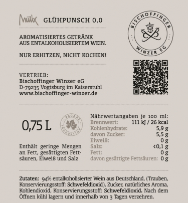 MUTiX 0.0 Glühpunsch alkoholfrei aus entalkoholisiertem Wein 